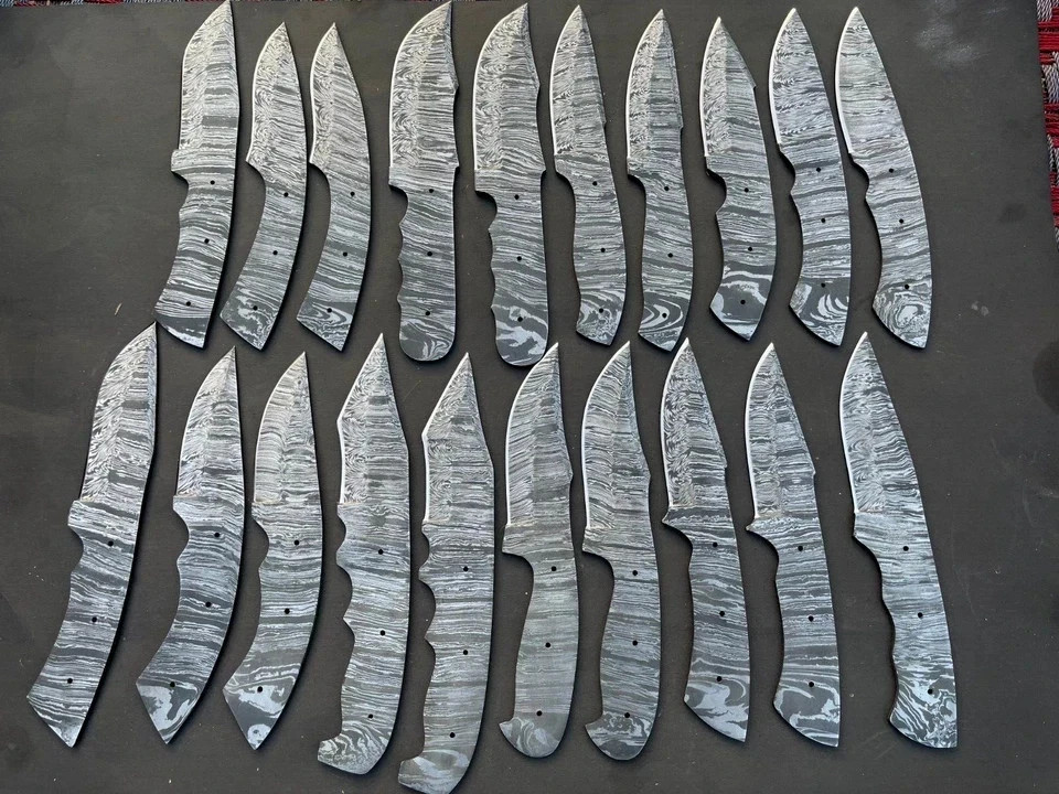 Premium Lot Of 20 Full Tang Damascus Steel Skinner Knife With Leather Sheet