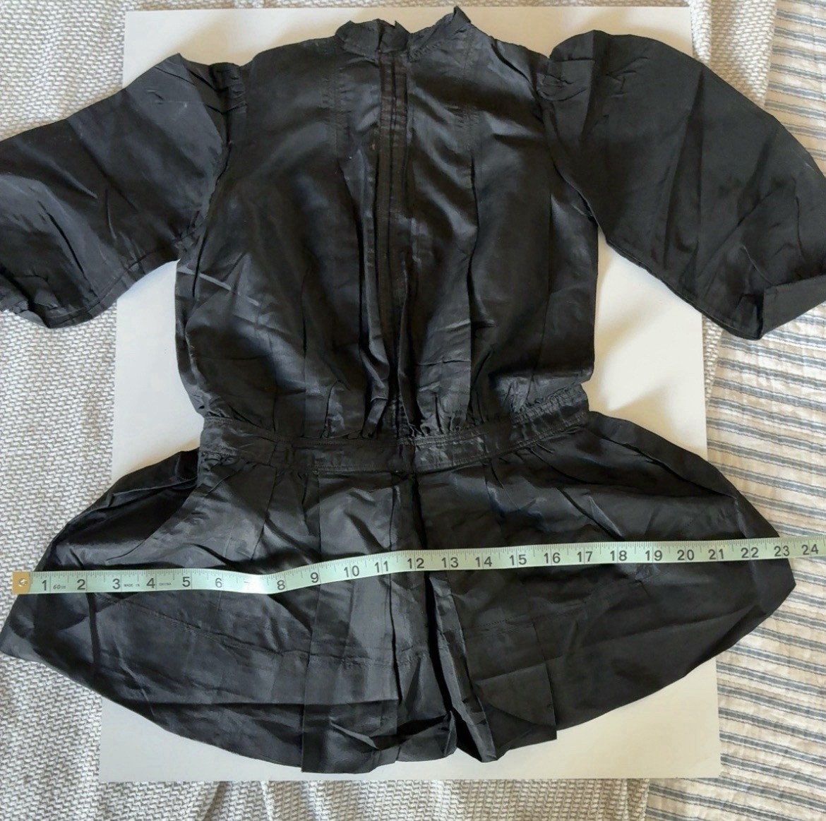 Antique 1890s Victorian Black Silk Mourning Bodice Dress Leg O Mutton Sleeves