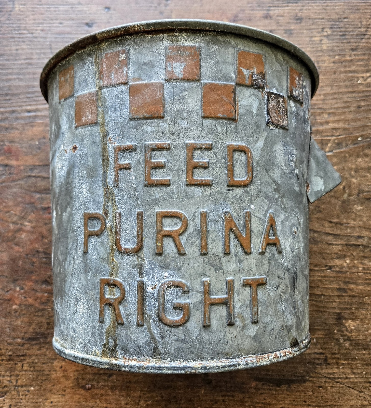 Vintage Purina Feed Galvanized  One Gallon Dry Measure Bucket