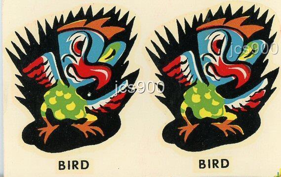 VINTAGE BIRD IMPKO MONSTER HORROR SOUVENIR BIKE CAR WINDOW TRAVEL DECAL 1950s
