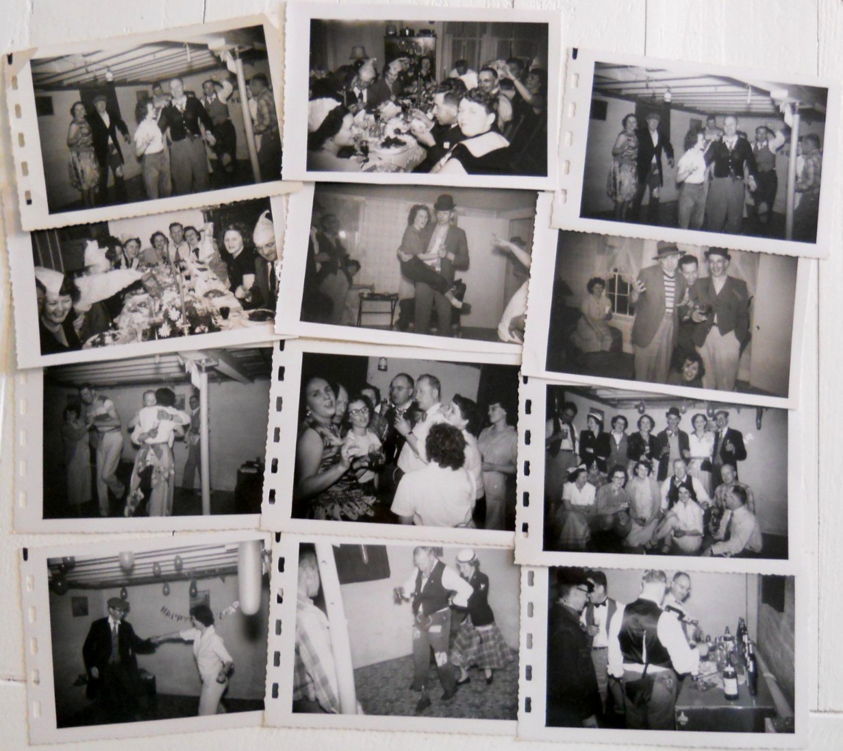 12 Vtg 1949 Photos Maine New Year\'s Costume Party Basement Couples Bar Dancing