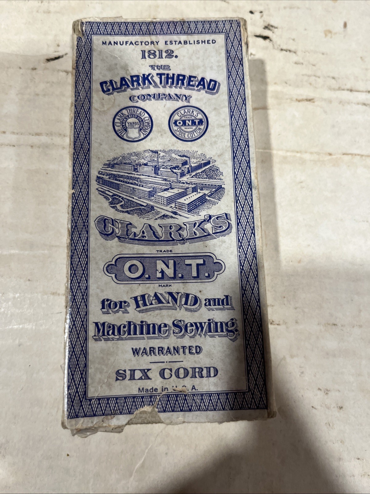 Vintage Clark Thread Co ONT Six Cord Sewing Box 1812 Antique Haberdashery Decor