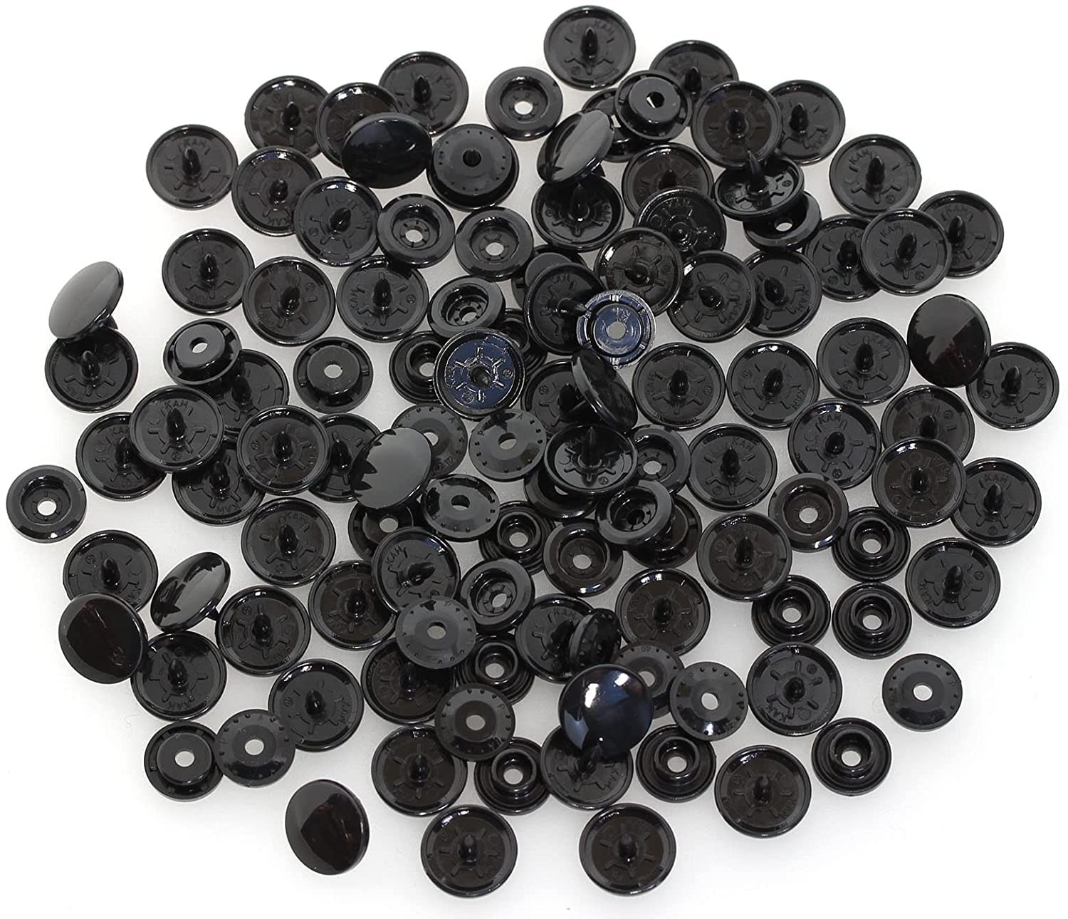 100 Sets KAM Extra Long Prong Plastic Snaps, BetterJonny Size 20 T5 black