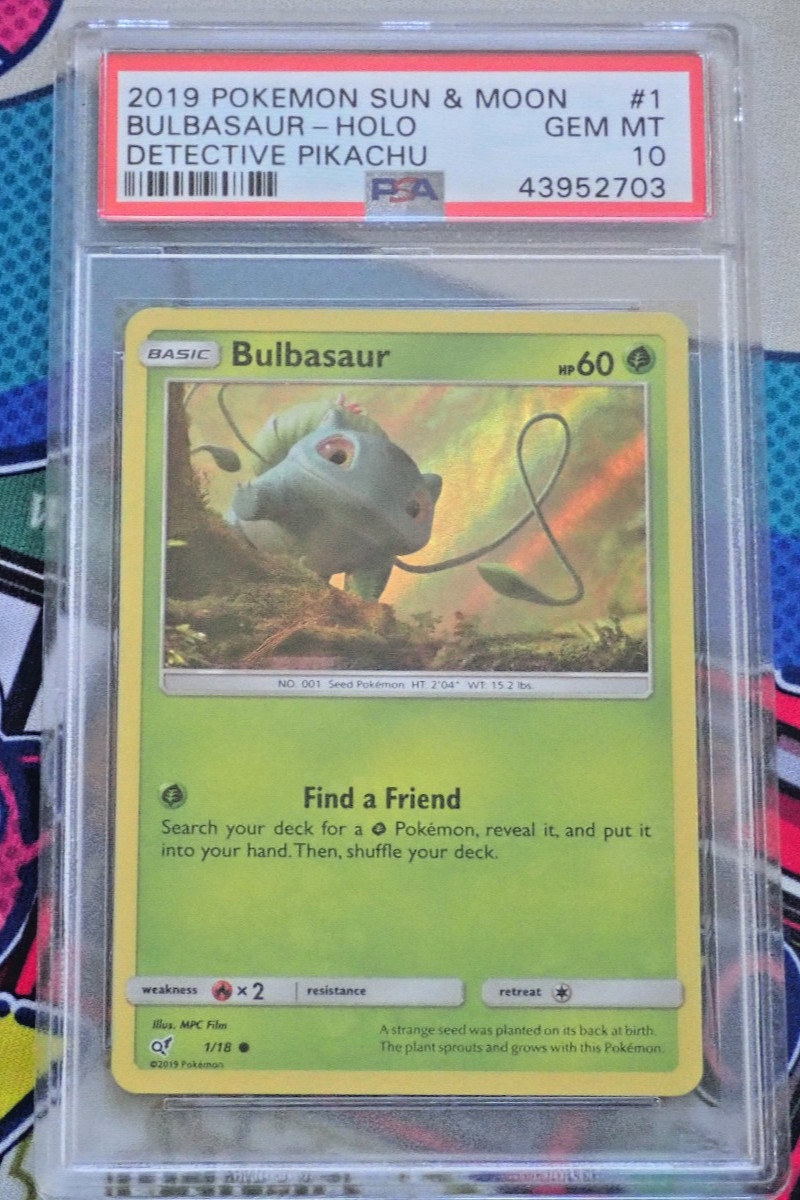 PSA 10 Bulbasaur 1/18 | Pokemon Detective Pikachu Sun Moon Holo Graded Card
