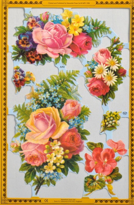 Mamelok English Embossed Scrap Die Cut - Precious Flowers & Roses  A92