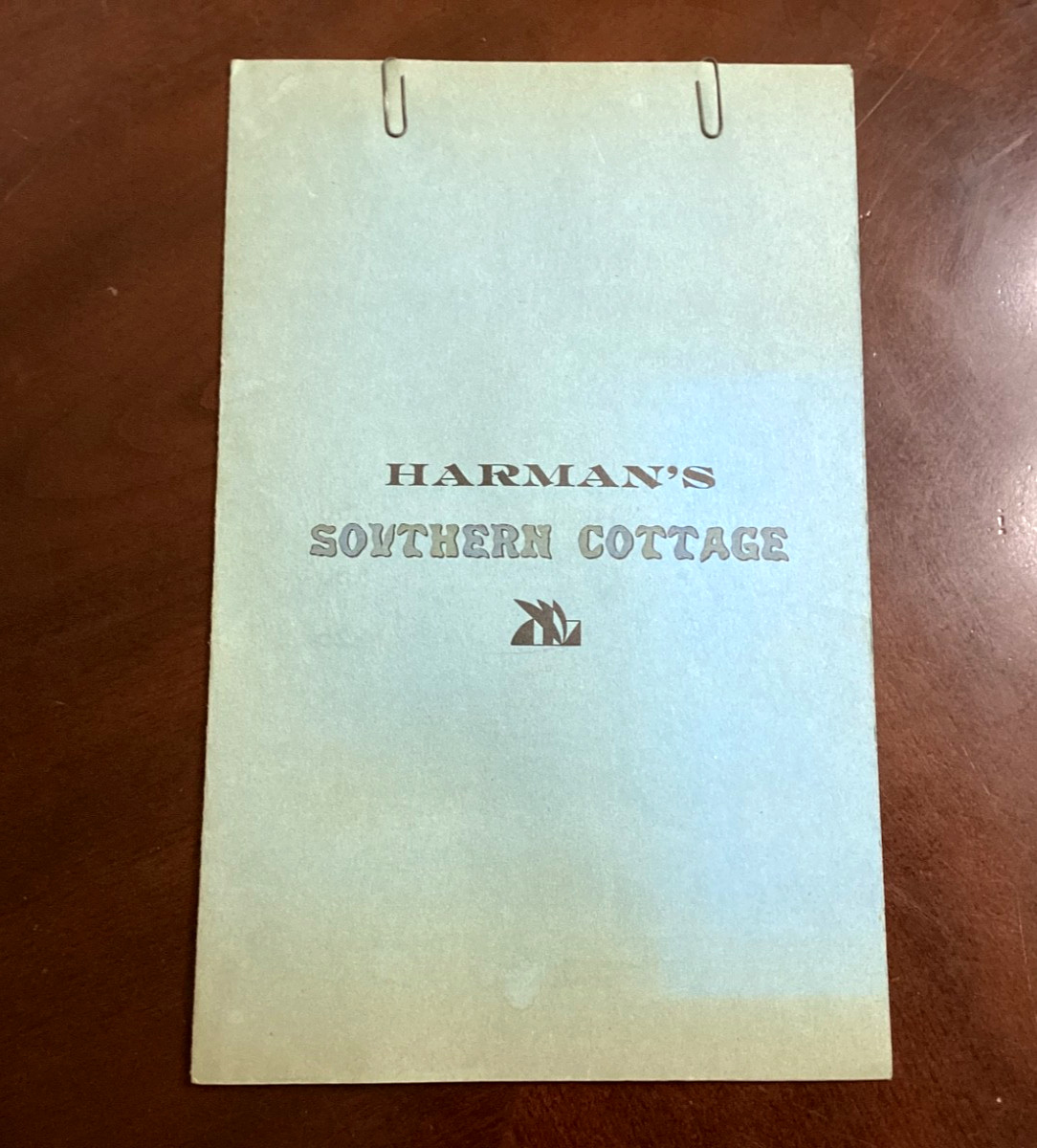 Vintage Herman's Southern Cottage Restaurant Menu Springfield Missouri 1945/62