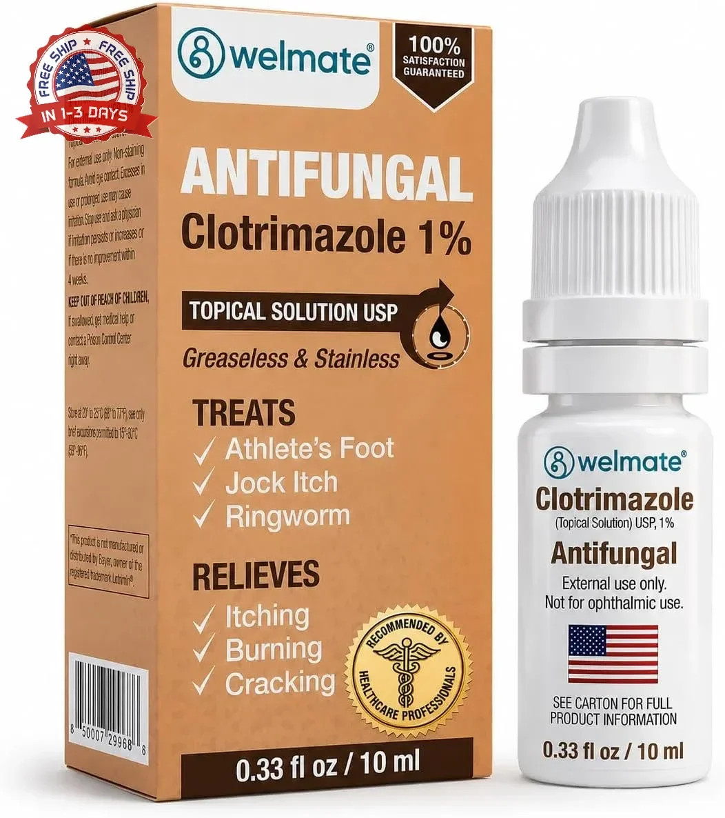 Clotrimazole 1% Antifungal Topical Solution | 0.33 fl oz (10mL) Athlete'