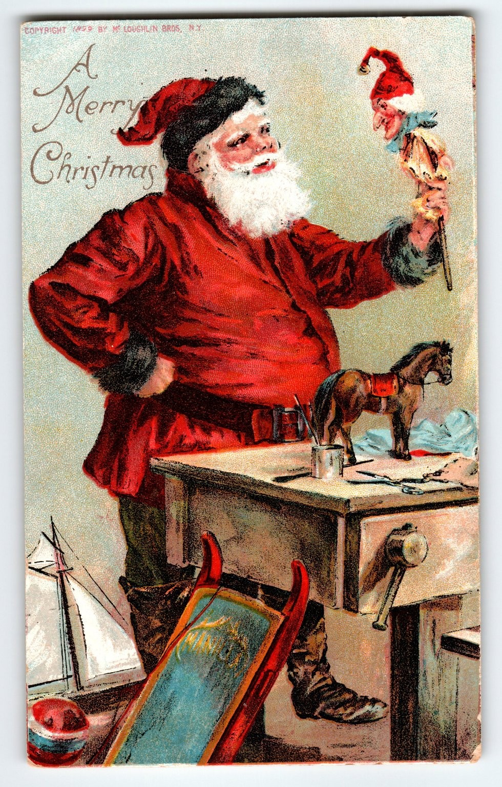 Vintage 1899 Santa Claus Christmas Postcard by McLoughlin Bros N.Y. Undivided
