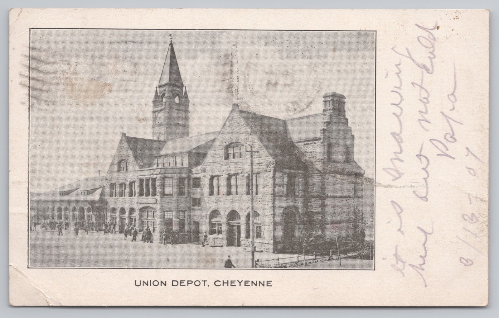 Posted 1907 Cheyenne Wyoming Union Depot Station View Pocatello ID Cancel UDB A8