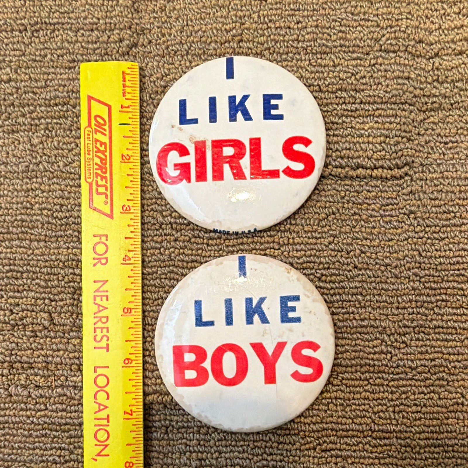 Vintage 1960s Pinback Button Pair \