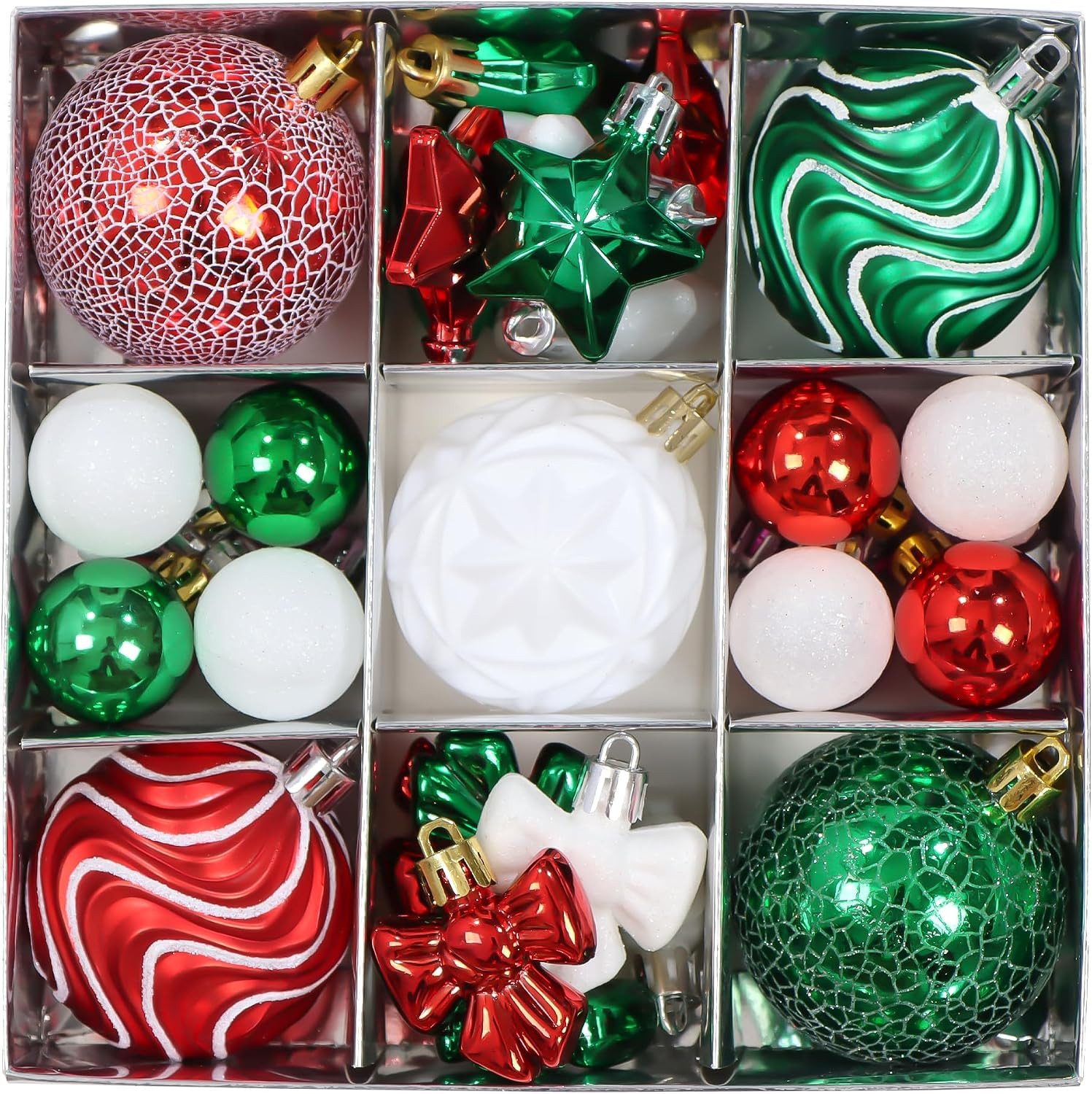 37Pcs Red White Green Christmas Ornaments Mini Vintage Tree Decorations 37Pcs Red White Green Christmas Ornaments Mini Vintage Tree Decorations