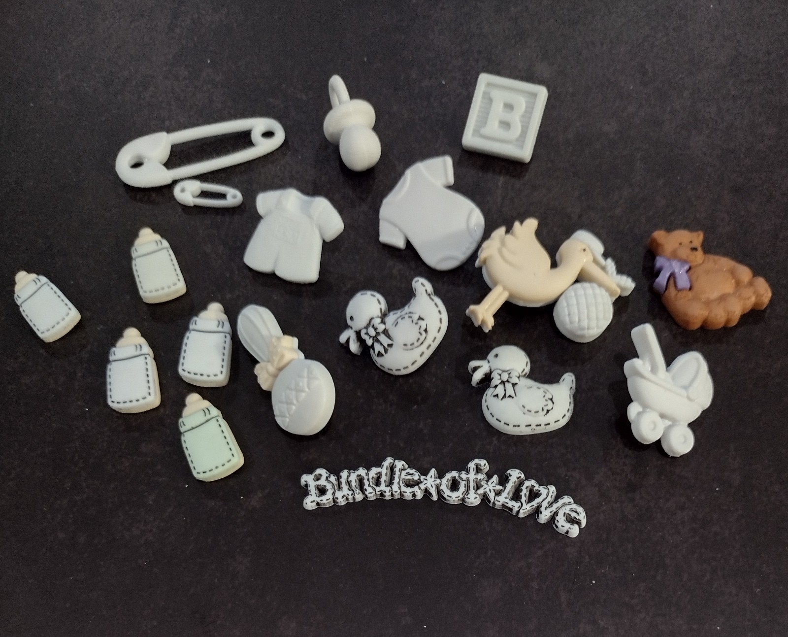 Vintage Miniature Baby Theme Flatbacks and Shank buttons Lots for Crafts
