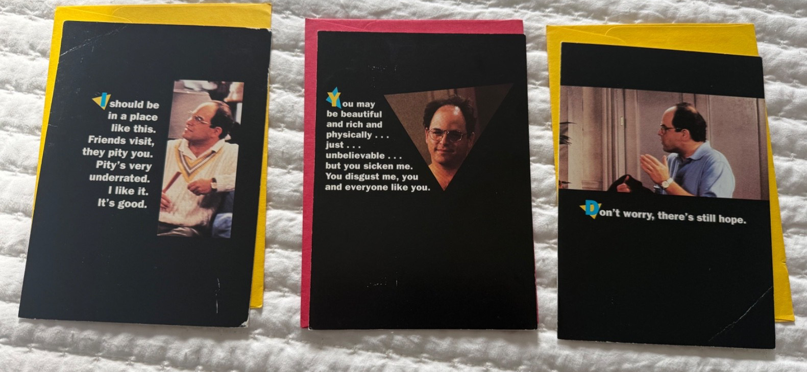 LOT OF 3 VINTAGE SEINFELD GREETING CARDS ALL 3 GEORGE