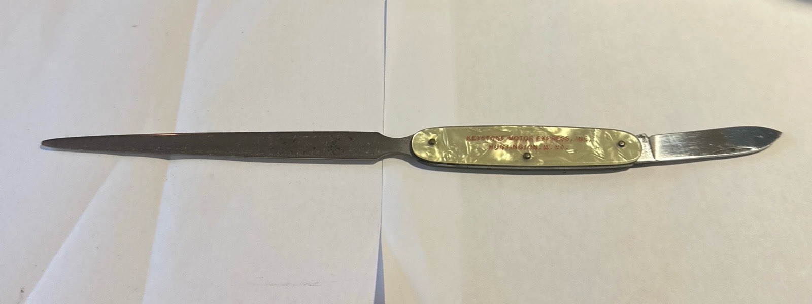 VTG Keystone Motor Express Huntington WV Advertising Letter Opener Pocket Knife