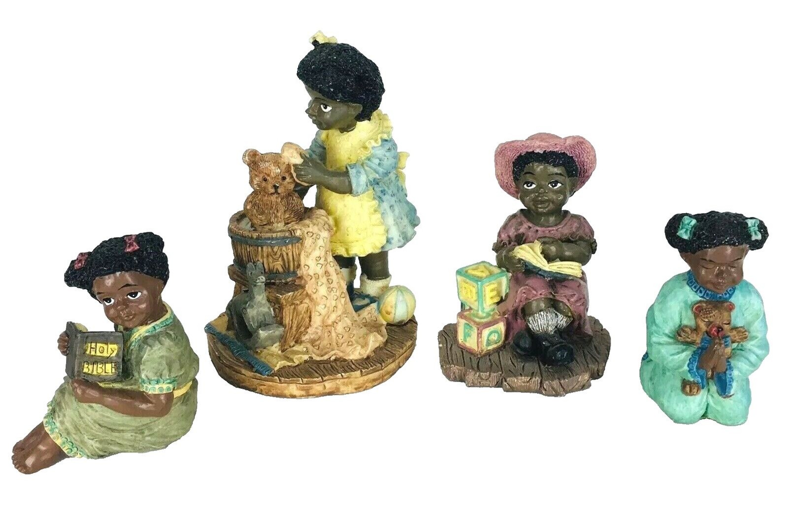 Vintage YOUNG\'S Black Americana African American Children Figurine Folk Art Lot