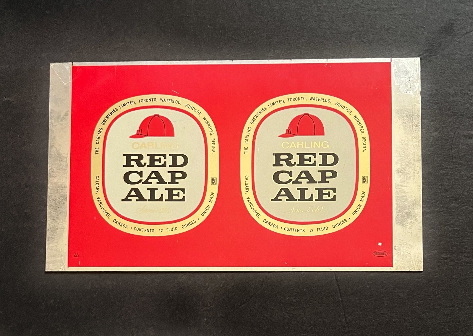 Rare c. 1970 Carling Red Cap Ale 12oz Flat Beer Can Body Blank Litho Canada