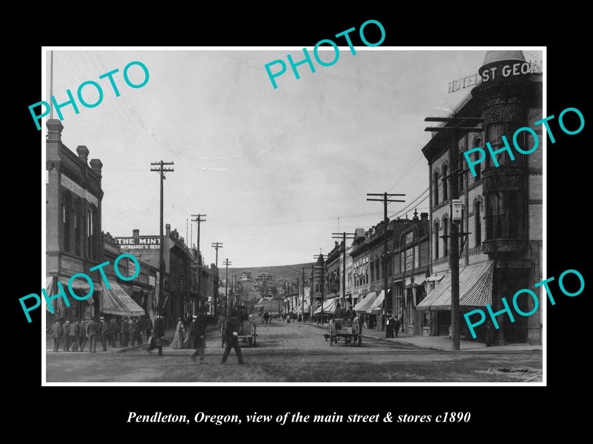 Pendleton Oregon The Main Street & Stores c1890 Old Large Historic Photo