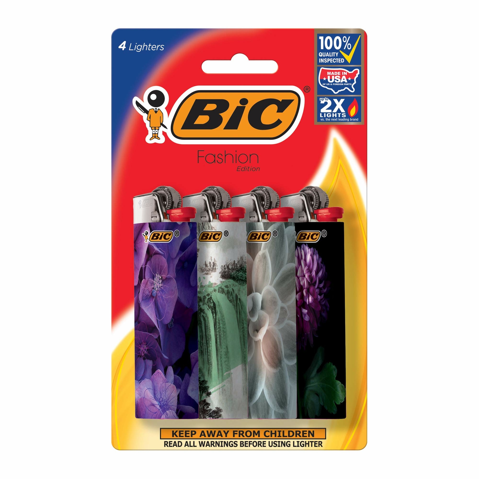 BIC Special Edition Fashion Series Lighter Assorted Designs 4-Pack