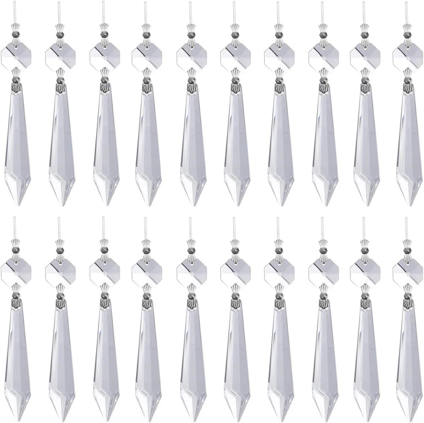 20 Pcs Clear Crystal Chandelier Icicle Prisms Replacement Parts for Lamp Decore 20 Pcs Clear Crystal Chandelier Icicle Prisms Replacement Parts for Lamp Decore