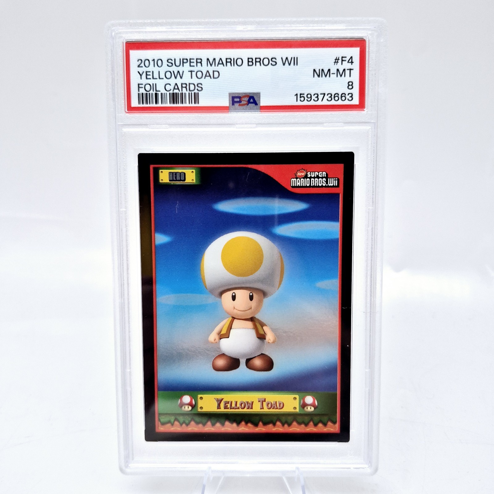2010 Nintendo Super Mario Wii Yellow Toad #F4 PSA 8 Foil Enterplay