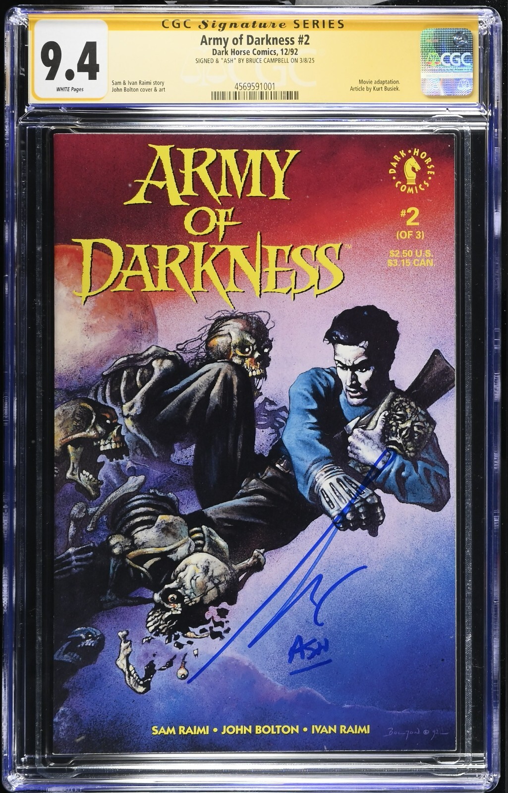 Army of Darkness #2 CGC SS 9.4 Signed by Bruce Cambell