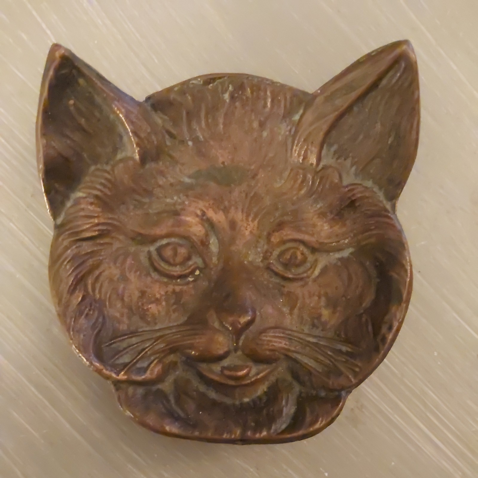 Vintage Solid Brass Cat Face Ash Tray, Trinket/Coin Dish 4