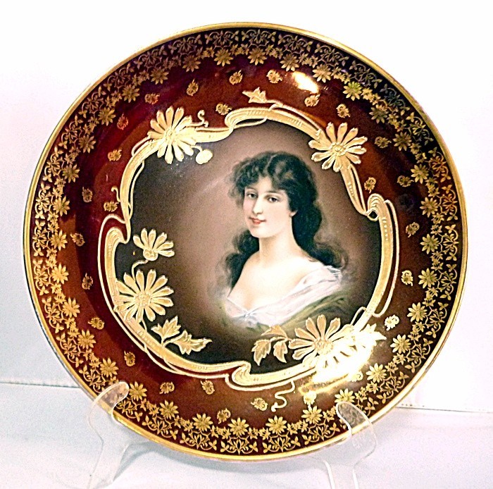 C.1900 Royal Vienna Austria HP Porcelain Portrait Cabinet Plate Art Nouveau 11