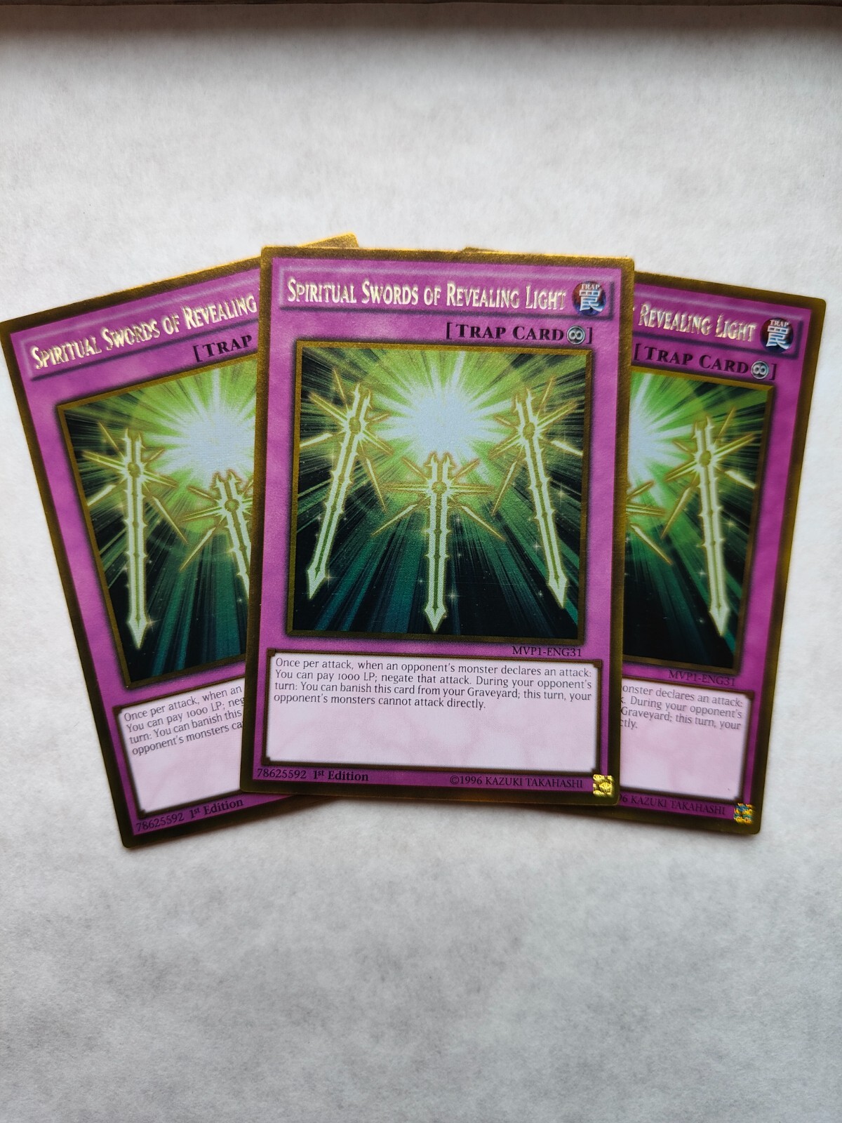 Spiritual Swords of Revealing Light x3 | MVP1-ENG31 | Gold Rare | First Edition