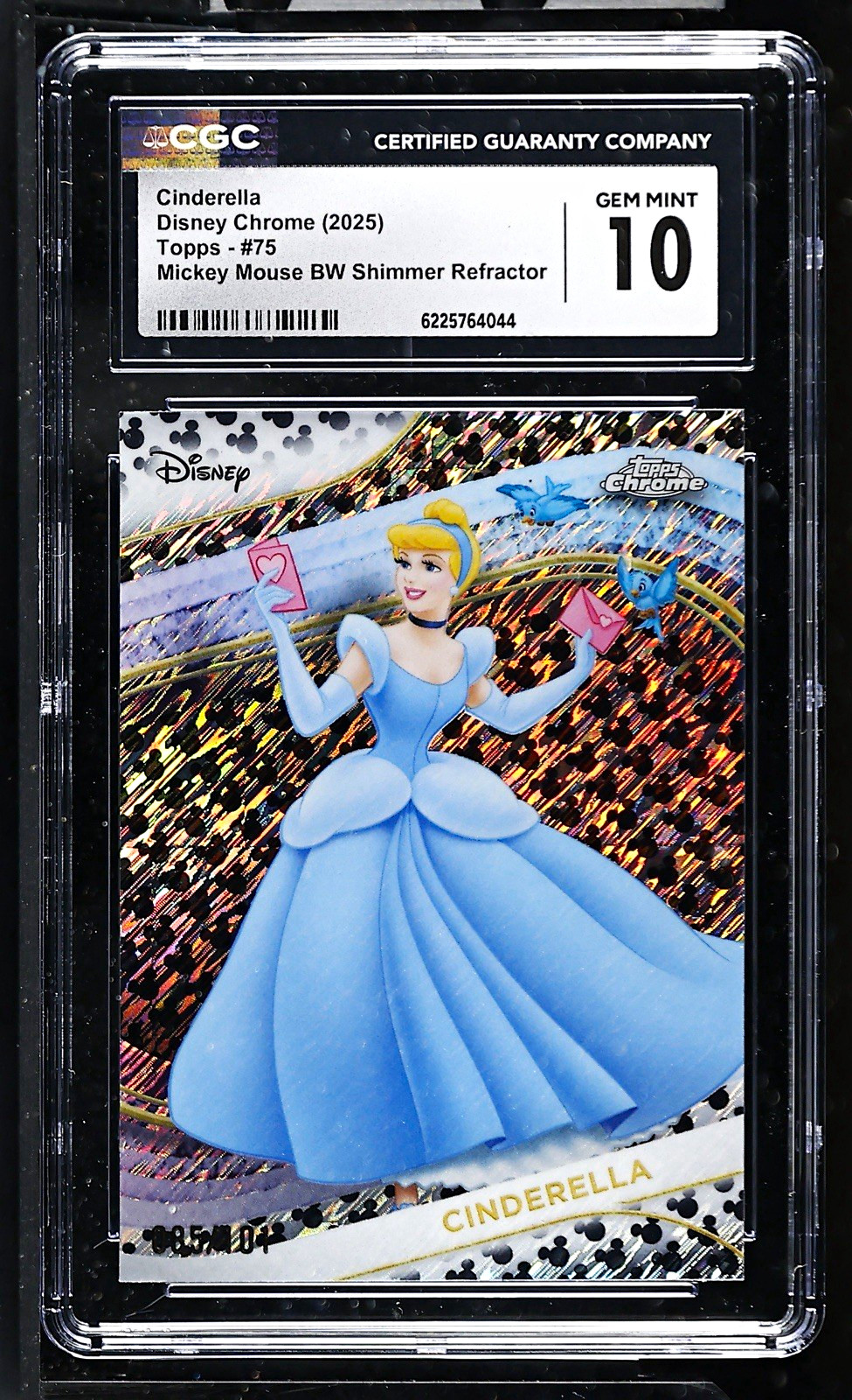 Topps Disney Chrome (2025) Cinderella #75 BW Shimmer Refractor CGC 10