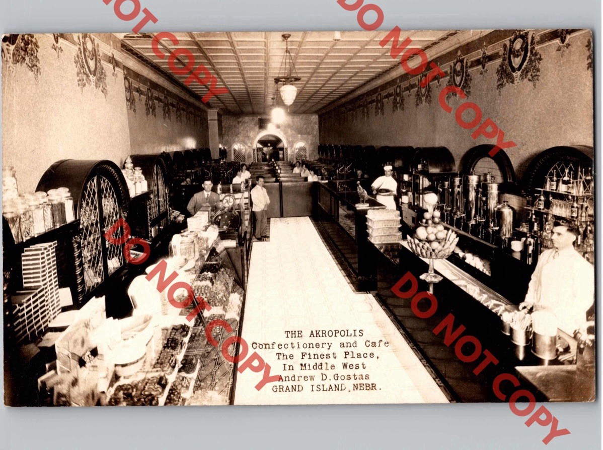 c1925 The Akropolis Confectionery Cafe GRAND ISLAND Nebraska NE RPPC Real Photo