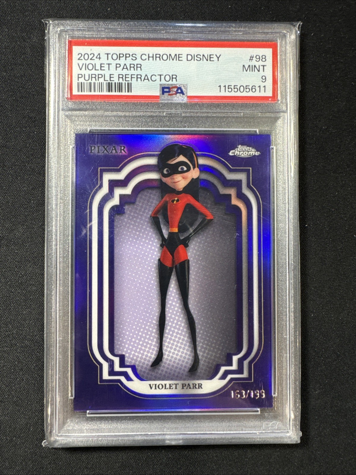2024 Topps Chrome Disney /199 Violet Parr #98 PSA 9 PURPLE REFRACTOR Color Match
