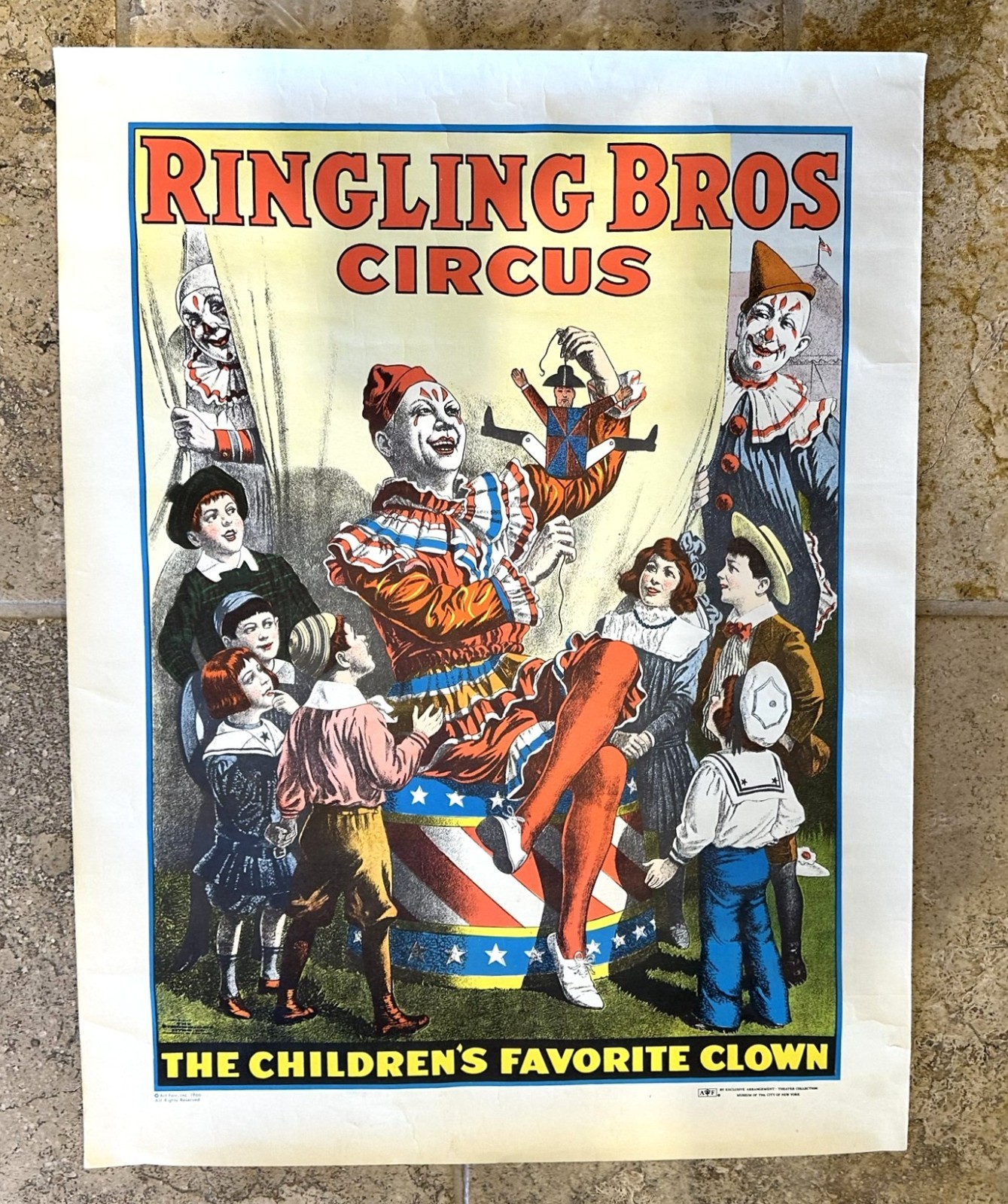 Vintage Rare 1966 Ringling Bros. Circus Poster The Children\'s Favorite Clown 