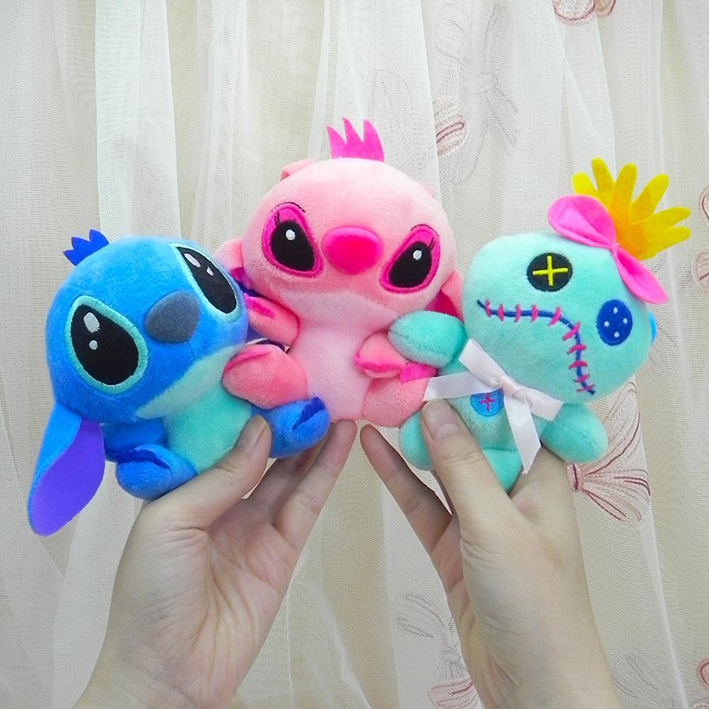  1Pc Of 10cm Anime Plush Toy Kawaii Stitch Angel Scrump Keychain Dolls Pen Gift