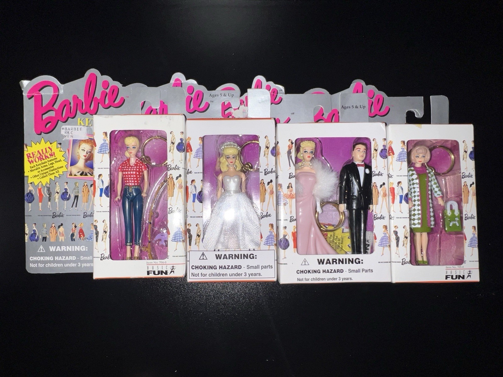 Barbie Vintage Basic Fun Keychain Unboxed Mattel 5 Different Keychains