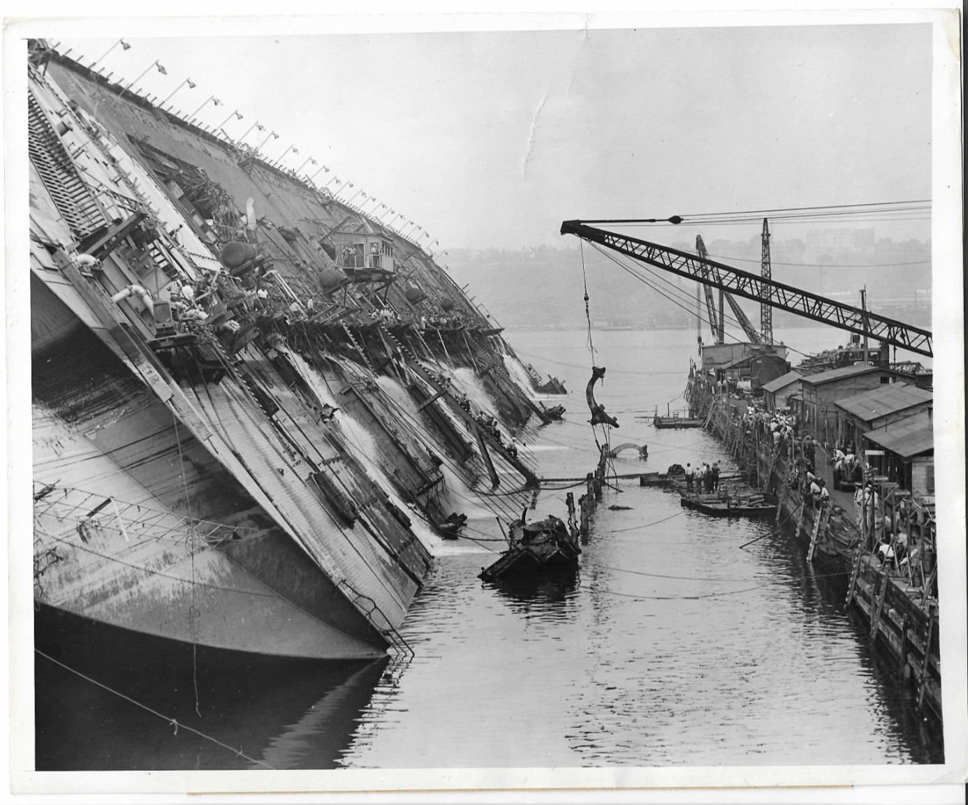 SS NORMANDIE LAFAYETTE Fire Salvage NYC Vintage 8x10 Press Photo Ship Liner SS NORMANDIE LAFAYETTE Fire Salvage NYC Vintage 8x10 Press Photo Ship Liner