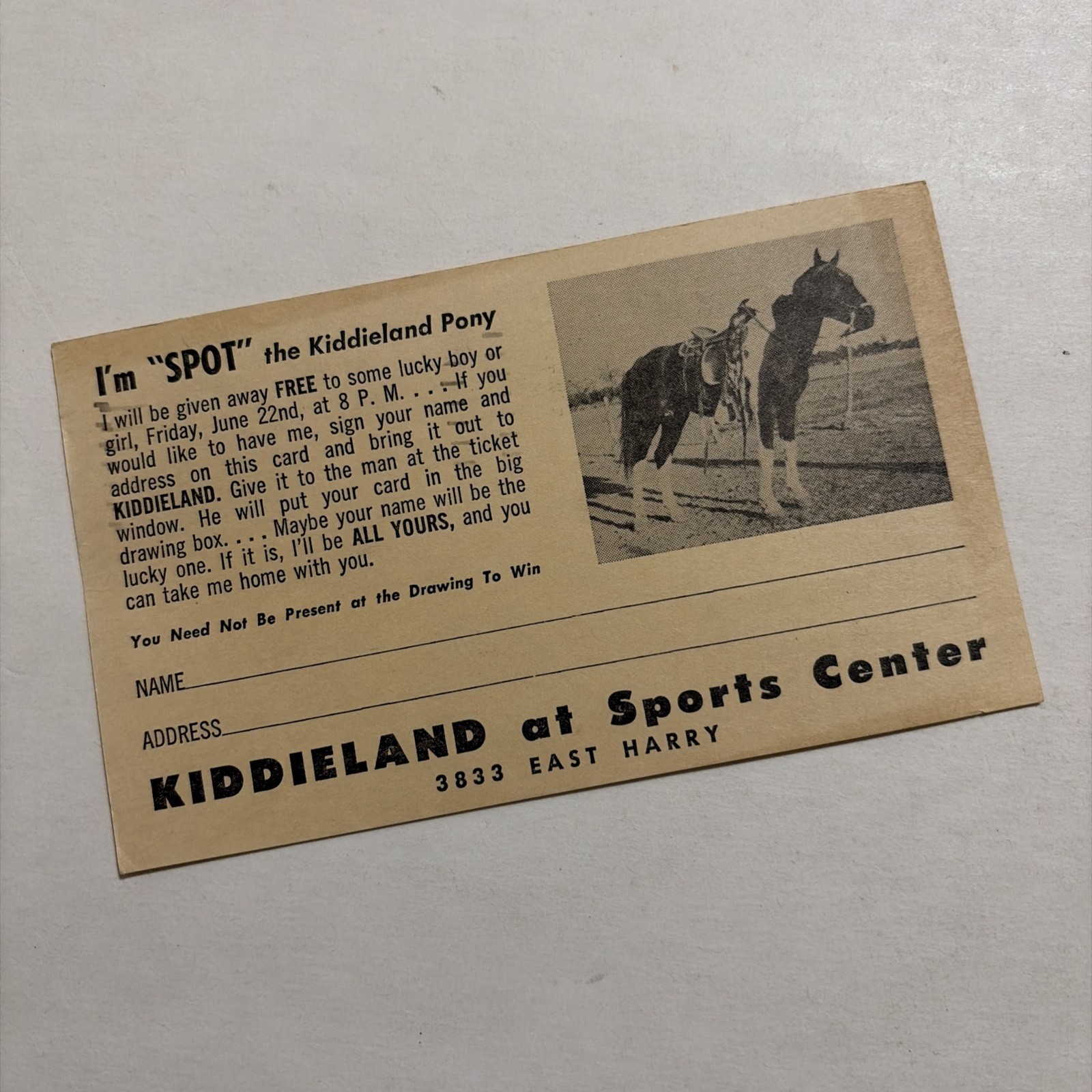 Vintage 1951 Sports Center Kiddieland Postcard Wichita Kansas Consolver Bros Ad