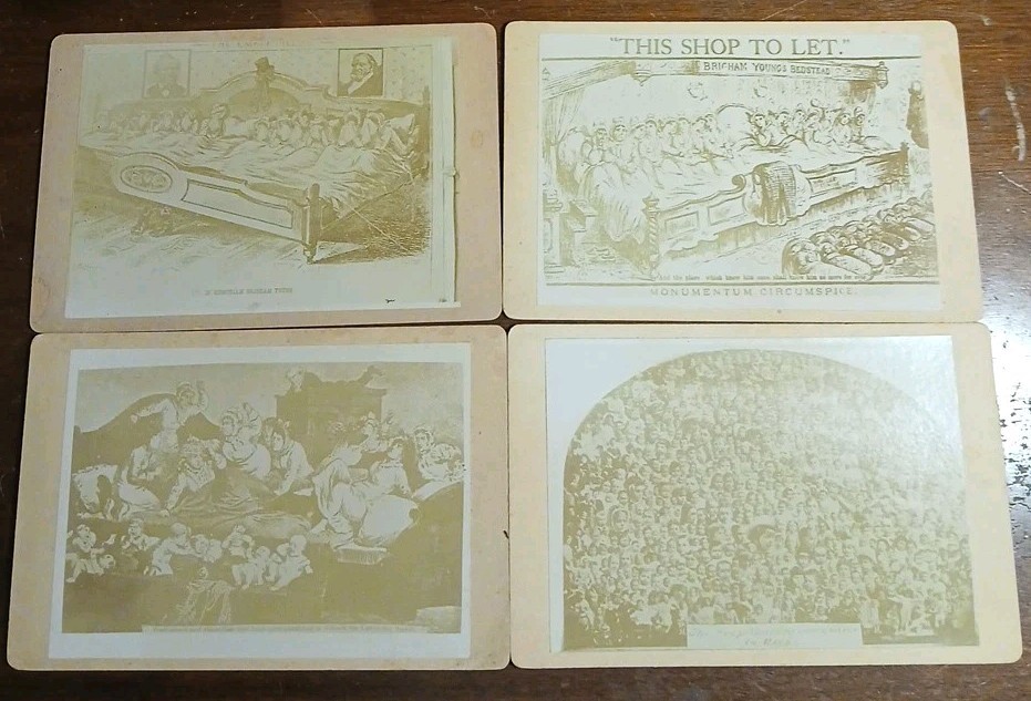 LOT OF 4 ANTIQUE BRIGHAM YOUNG CABINET CARDS ANTI MORMON LATER DAY SAINTS 1800's