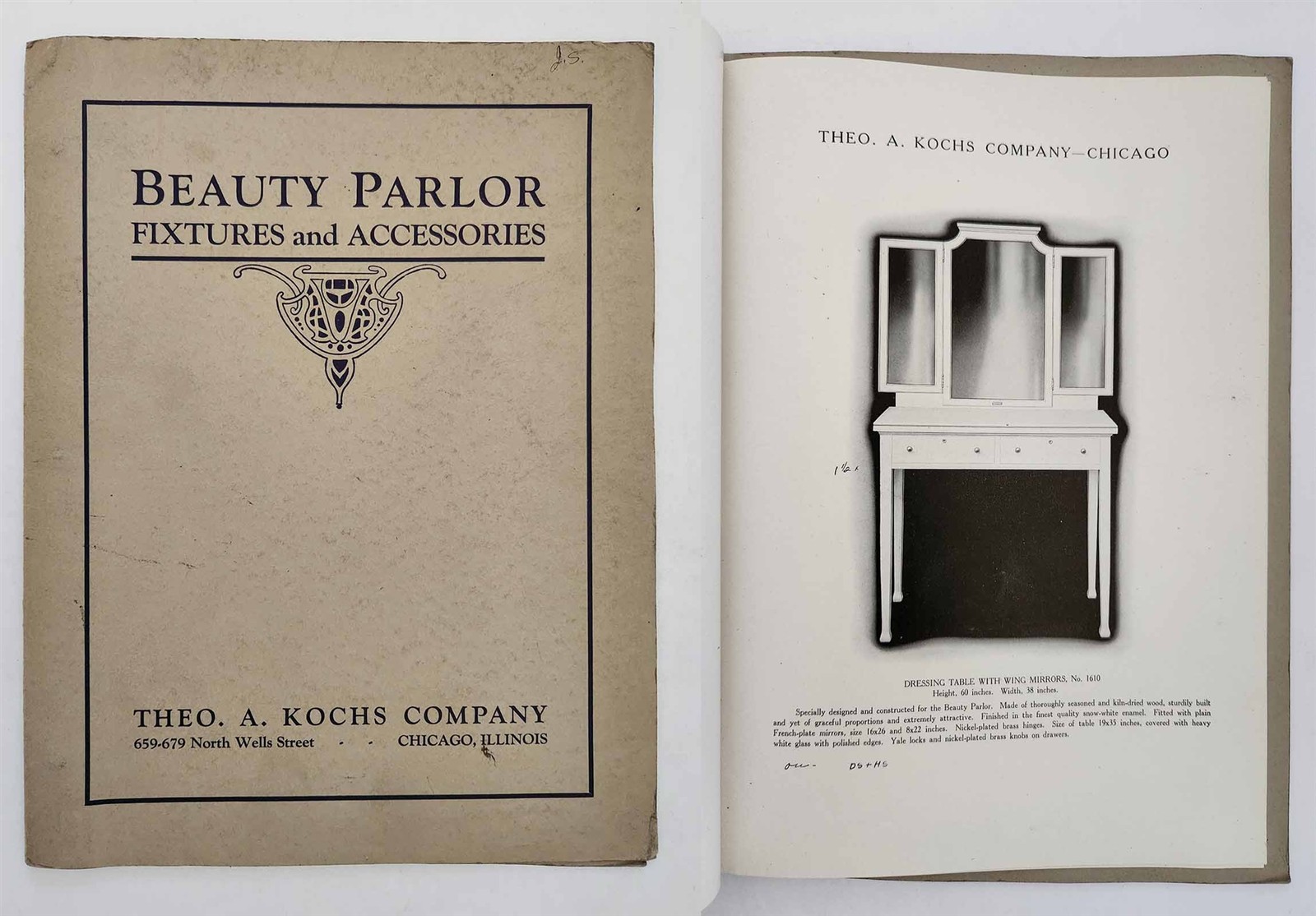 1920s antique THEO A KOCHS chicago il CATALOG BEAUTY PARLOR FIXTURES ACCESSORIES