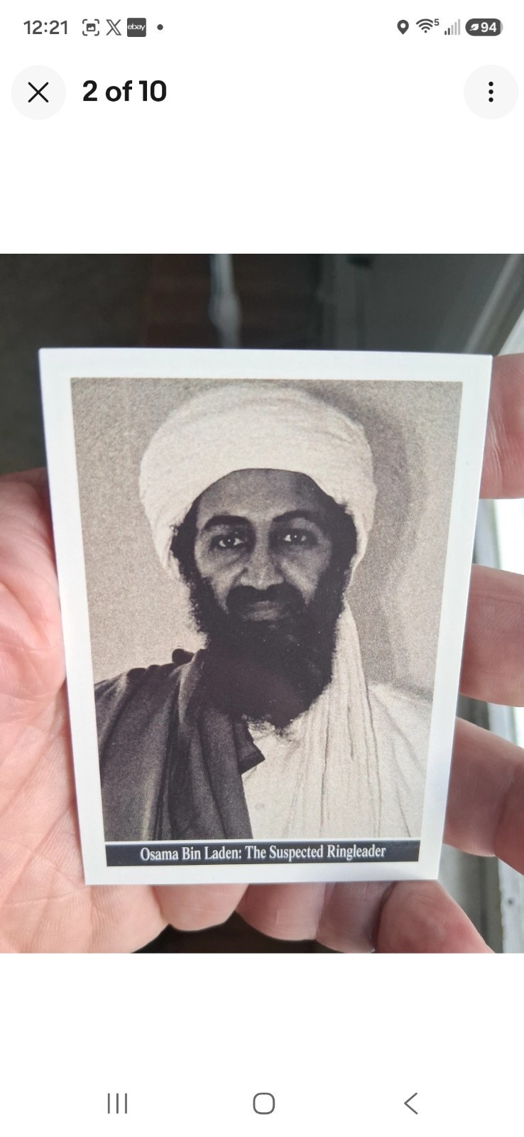2001TOPPS ENDURING FREEDOM#19 OSAMA AUTHENTIC HISTORY FROM MY NEW BOX A CLASSIC