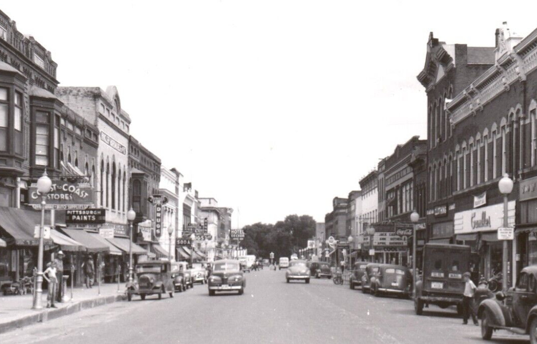 Main St Maquoketa Iowa RPPC Postcard N 365 Drews Firestone Coca Cola Browning
