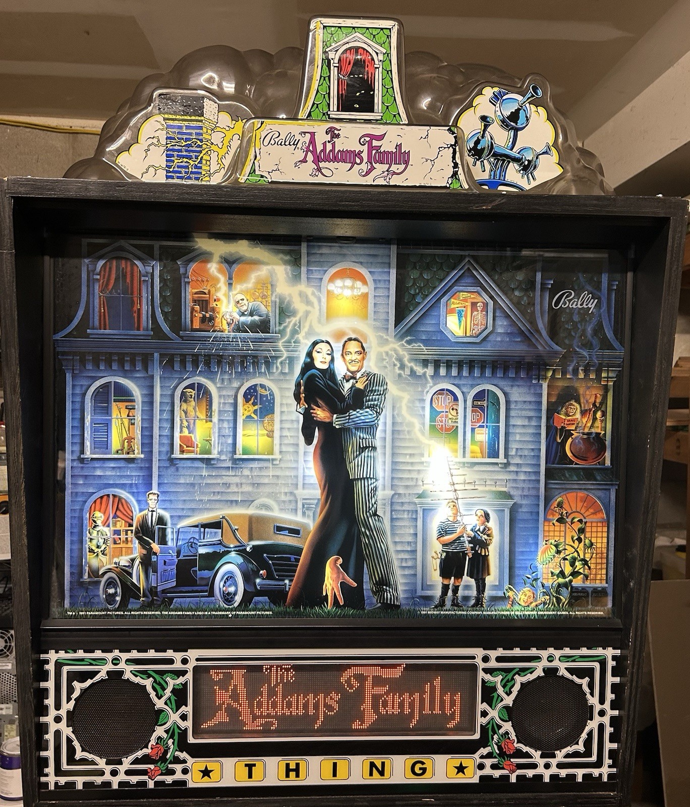 BALLY ADDAMS FAMILY PINBALL MACHINE BEAUTIFUL CONDITION MODS LEDS