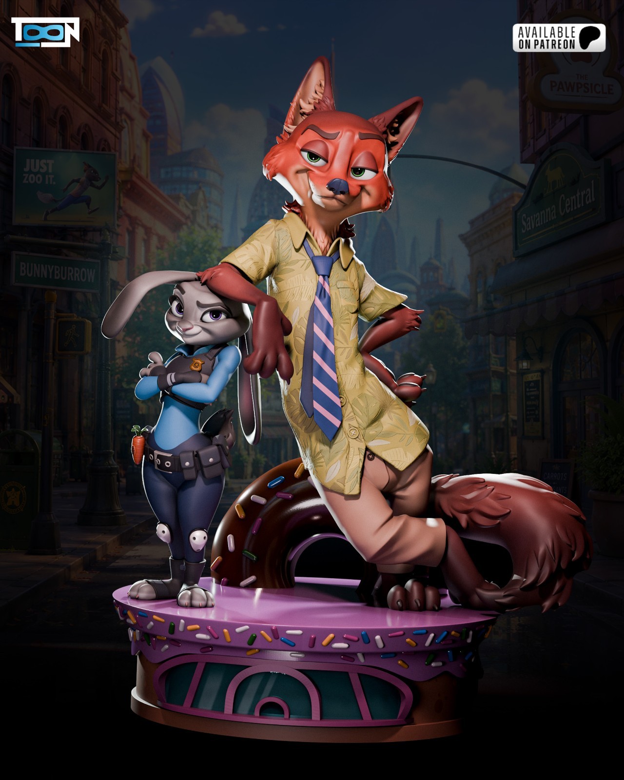 1:6 Nick & Judy Zootopia Fan Art UNPAINTED High Quality Garage Kit