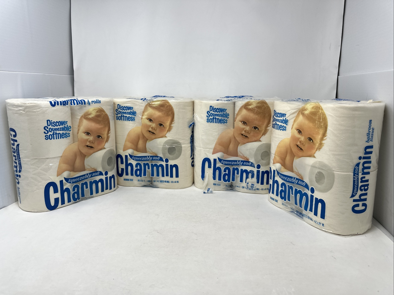 CHARMIN Bathroom Toilet Paper SQUEEZABLY SOFT Vtg Prop 4 Pkgs x 4 = 16 Rolls