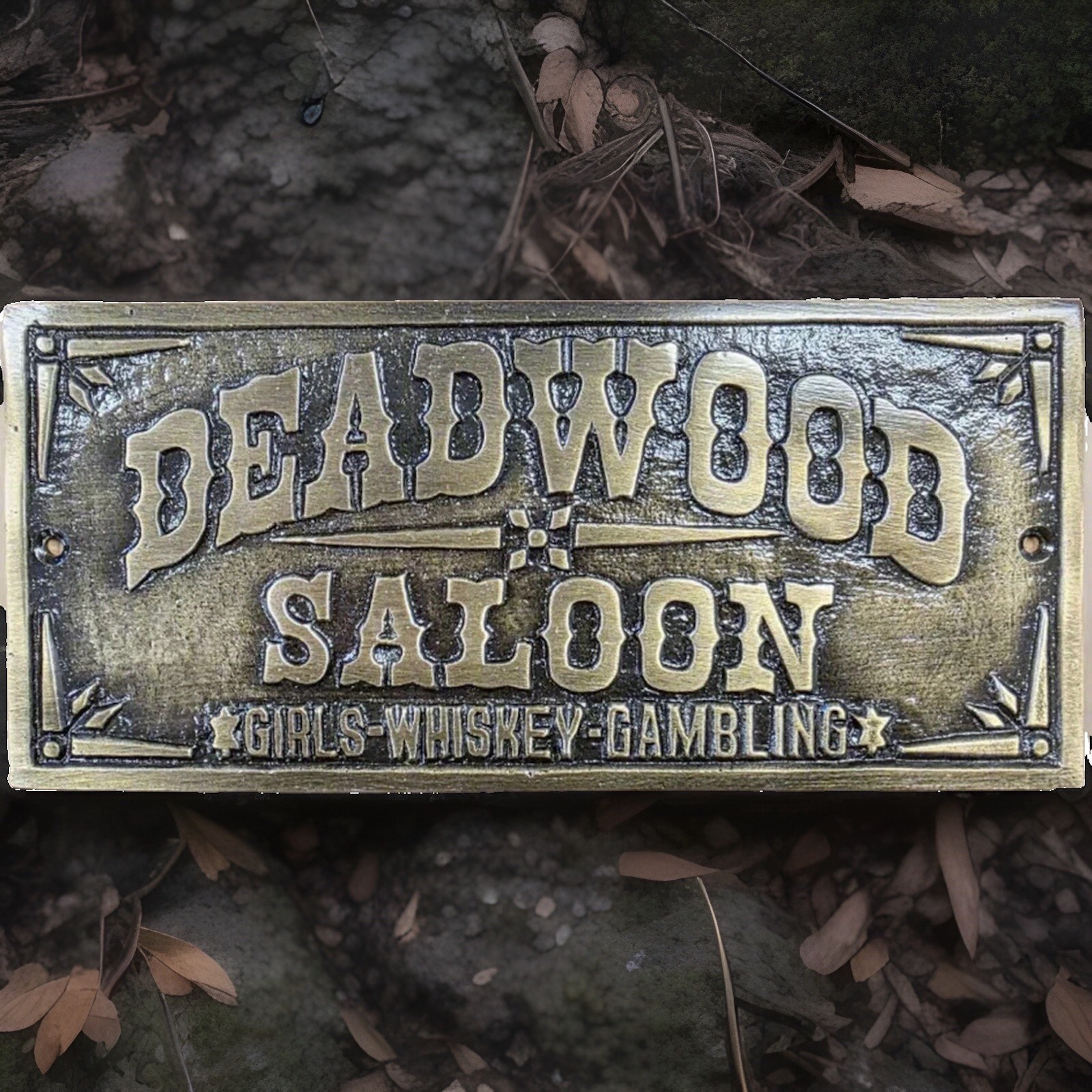 Deadwood Aluminum Plaque Antique Finish Novelty Western Decor 7.5x3.5”
