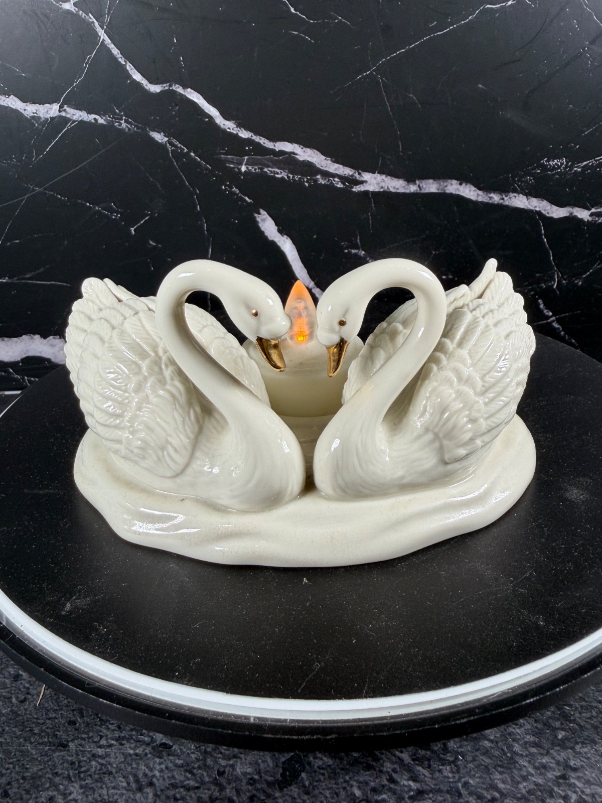 Lenox Everlasting Embrace Swan Cake Topper Rare Votive Candle Holder Porcelain