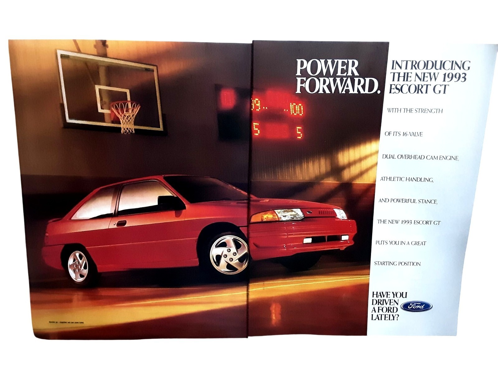 1992 Ford Escort GT Coupe 1993 Model Original 2 Page Automobile Ad