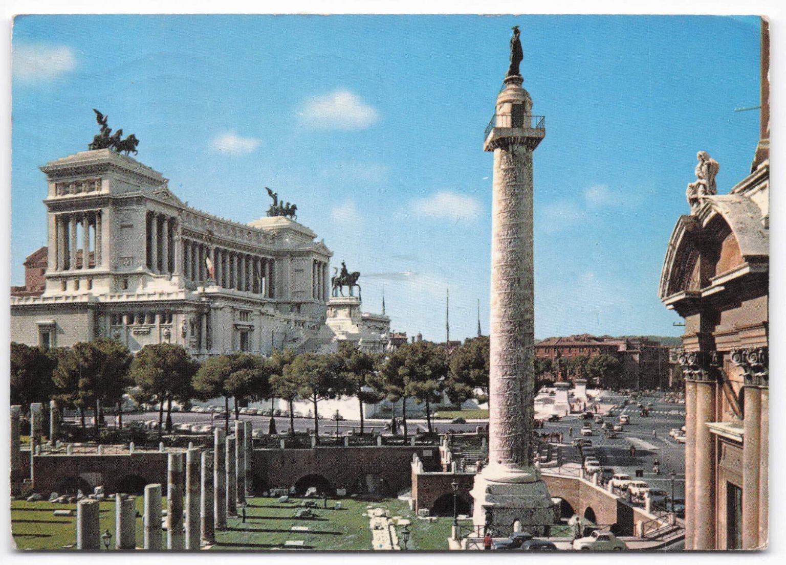 1967 Rome Italy Altare della Patria Trajan\'s Column Posted Postcard
