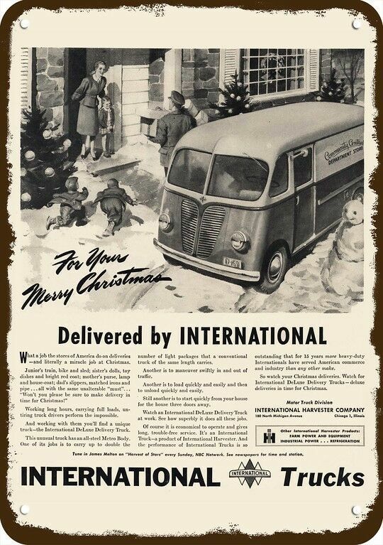 1946 INTERNATIONAL Deluxe Delivery Truck Christmas DECORATIVE REPLICA METAL SIGN