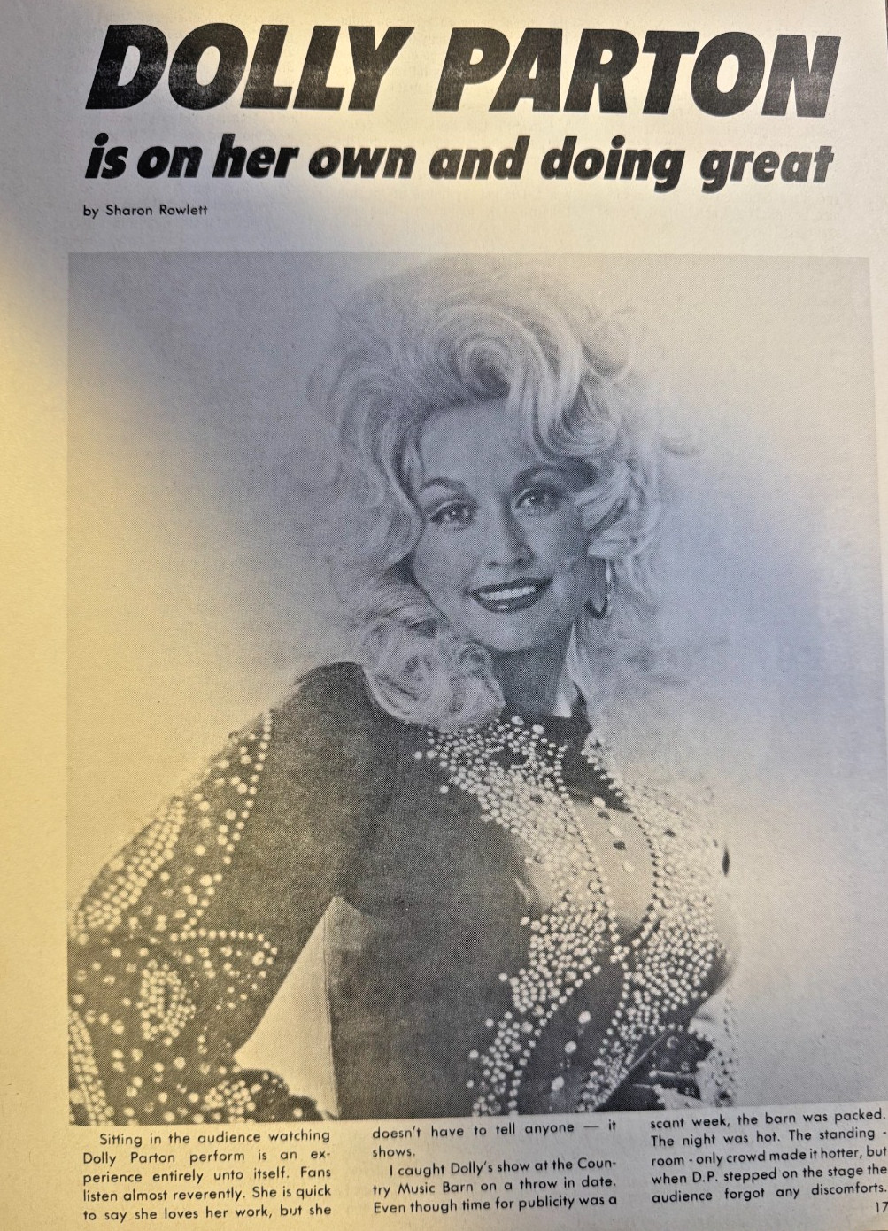 1976 Country Singer Dolly Parton On Her Own