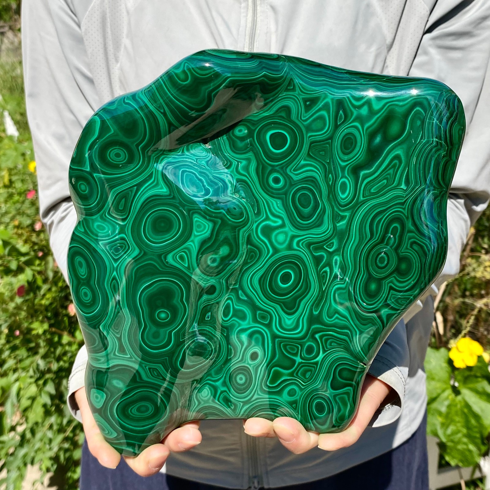 9.25LB Natural glossy Malachite transparent cluster rough mineral sample
